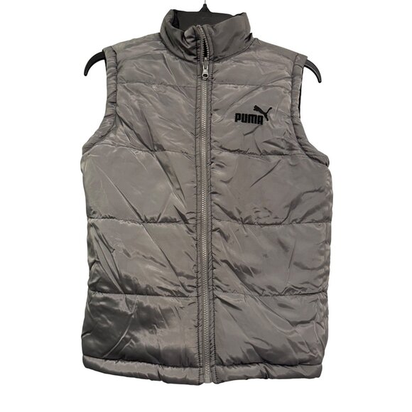 Puma Reversible mens Puffer Vest Size M Black & Gray Polyester Full Zip Durable - Picture 3 of 7